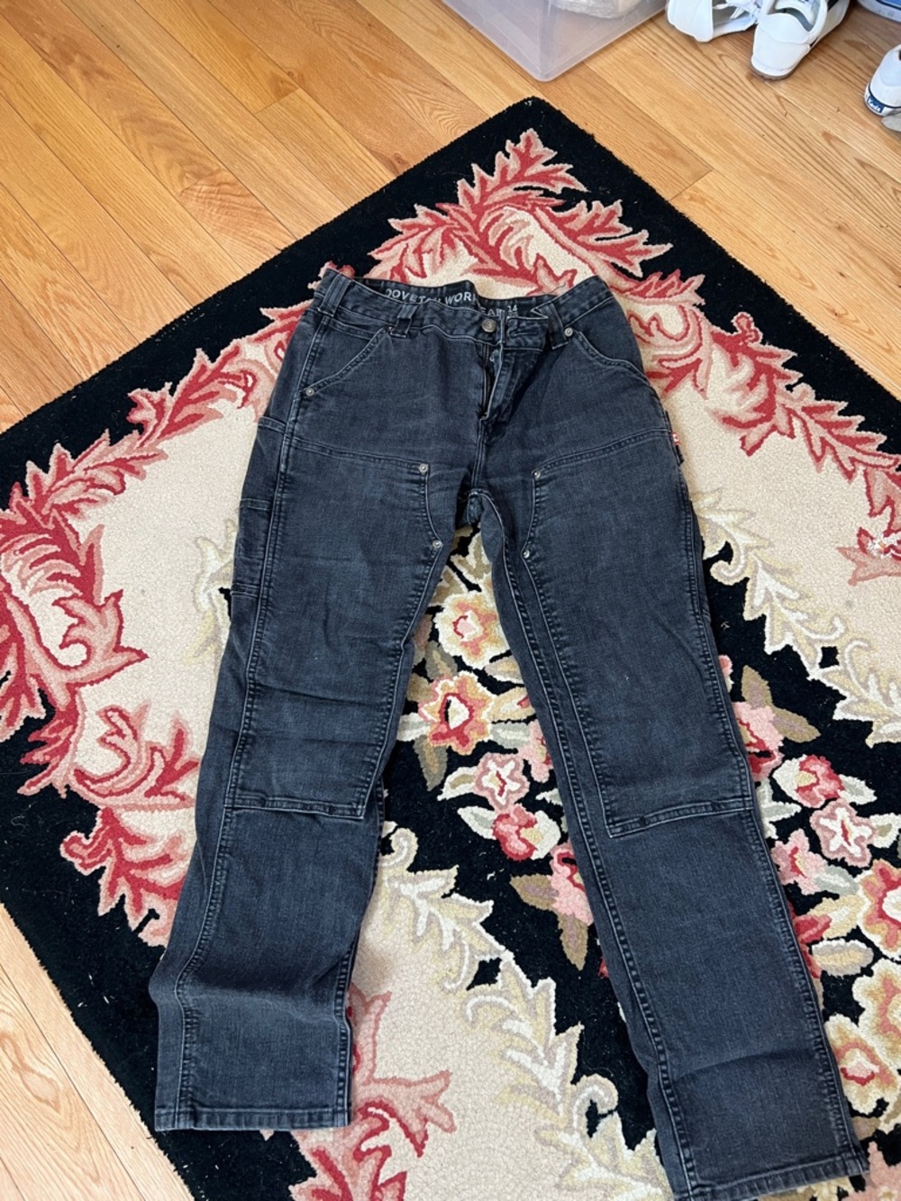Black Utility Straight-Leg Jeans